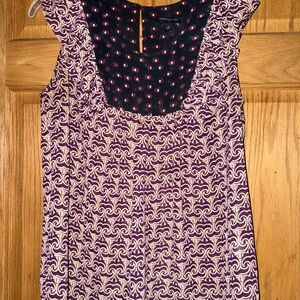 Banana Republic purple design ruffle womens tank top medium cute business